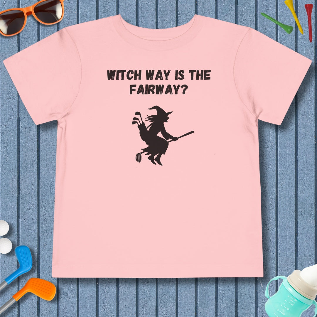 Witch Way is the Fairway - Toddler Golf T-Shirt in Pink