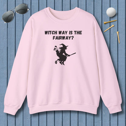 Witch Way is the Fairway - Adult Golf Sweatshirt in Light Pink