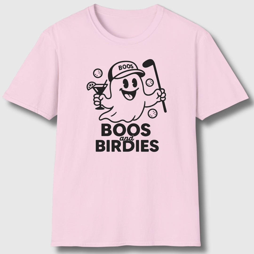 Boos and Birdies - Adult Golf T-Shirt in Light Pink