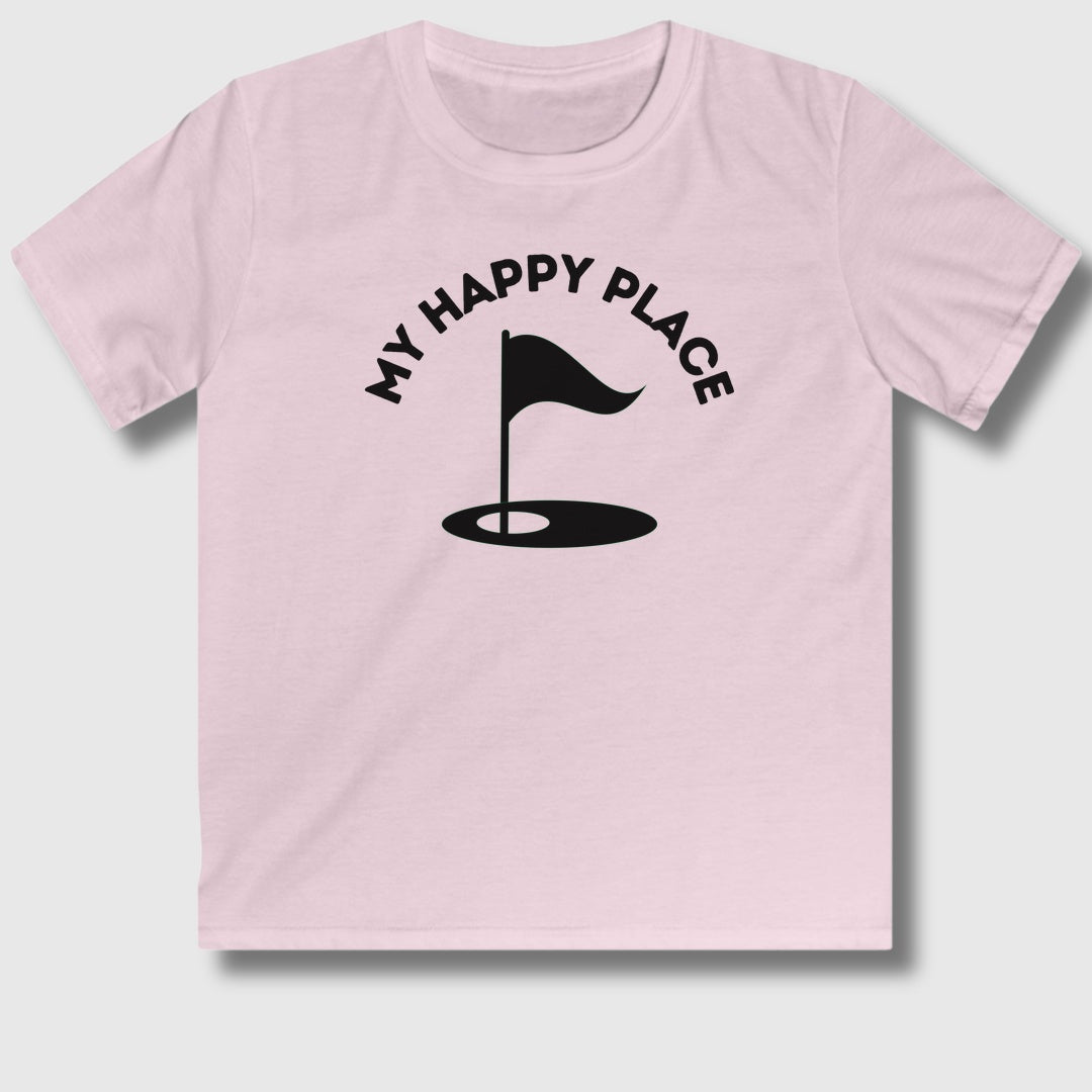 My Happy Place - Youth Golf T-Shirt in Light Pink