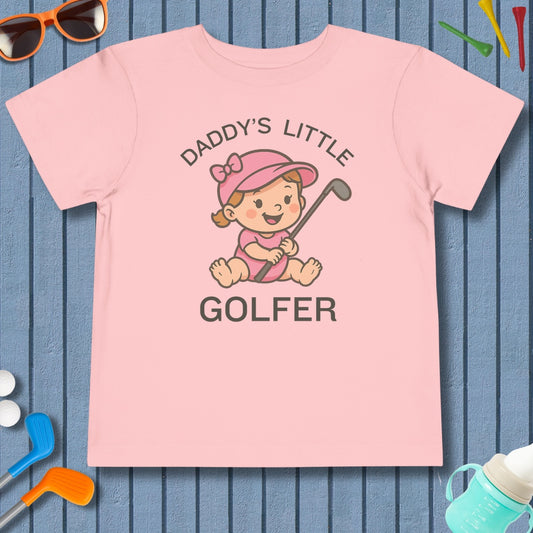 Daddy's Little Golfer - Toddler Golf T-Shirt in Pink