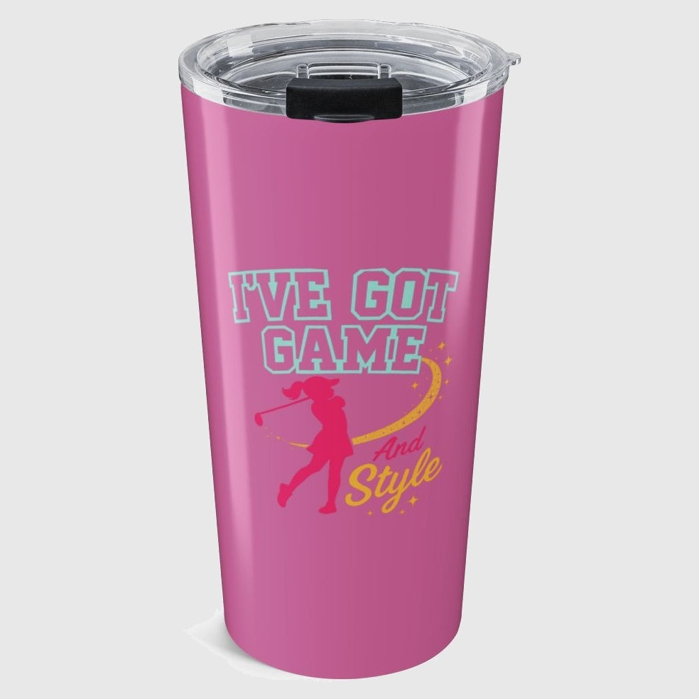I've Got Game And Style - 20oz Tumbler in Light Pink
