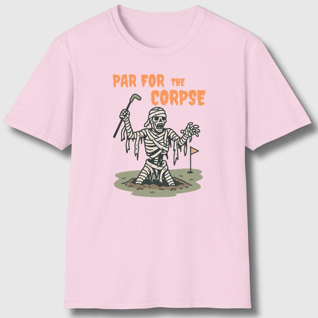 Par for the Corpse - Adult Golf T-Shirt in Light Pink