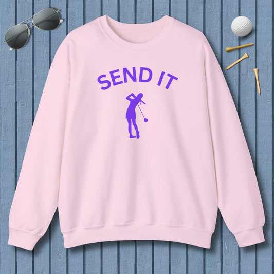 SEND IT (Female) - Adult Golf Sweatshirt in Light Pink