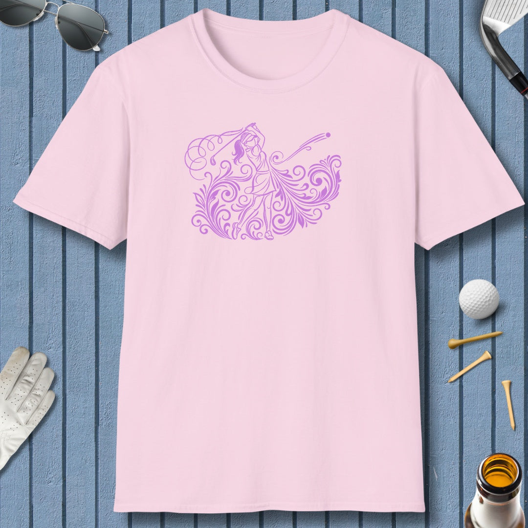 GRACE IN MOTION - Women's Golf Swirl Art - Adult Golf T-Shirt in Light Pink