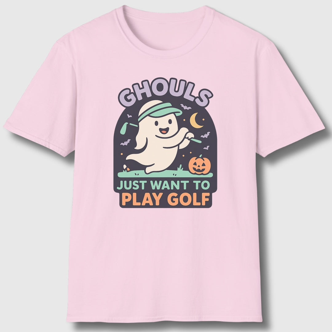 Ghouls Just Wanna Play Golf - Adult Golf T-Shirt in Light Pink