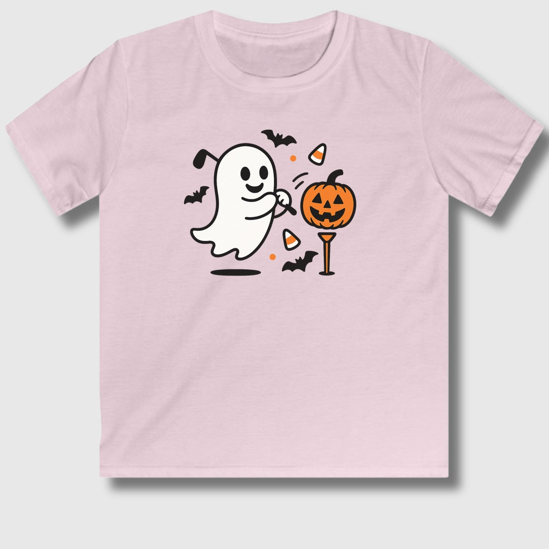 Ghost Tee Off - Youth Golf T-Shirt in Light Pink