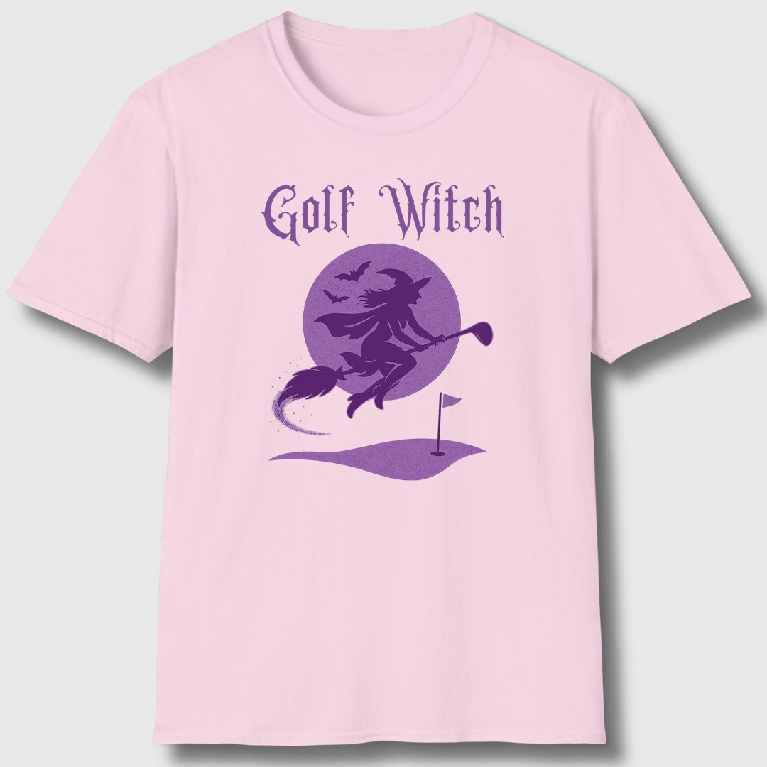 Golf Witch - Adult Golf T-Shirt in Light Pink