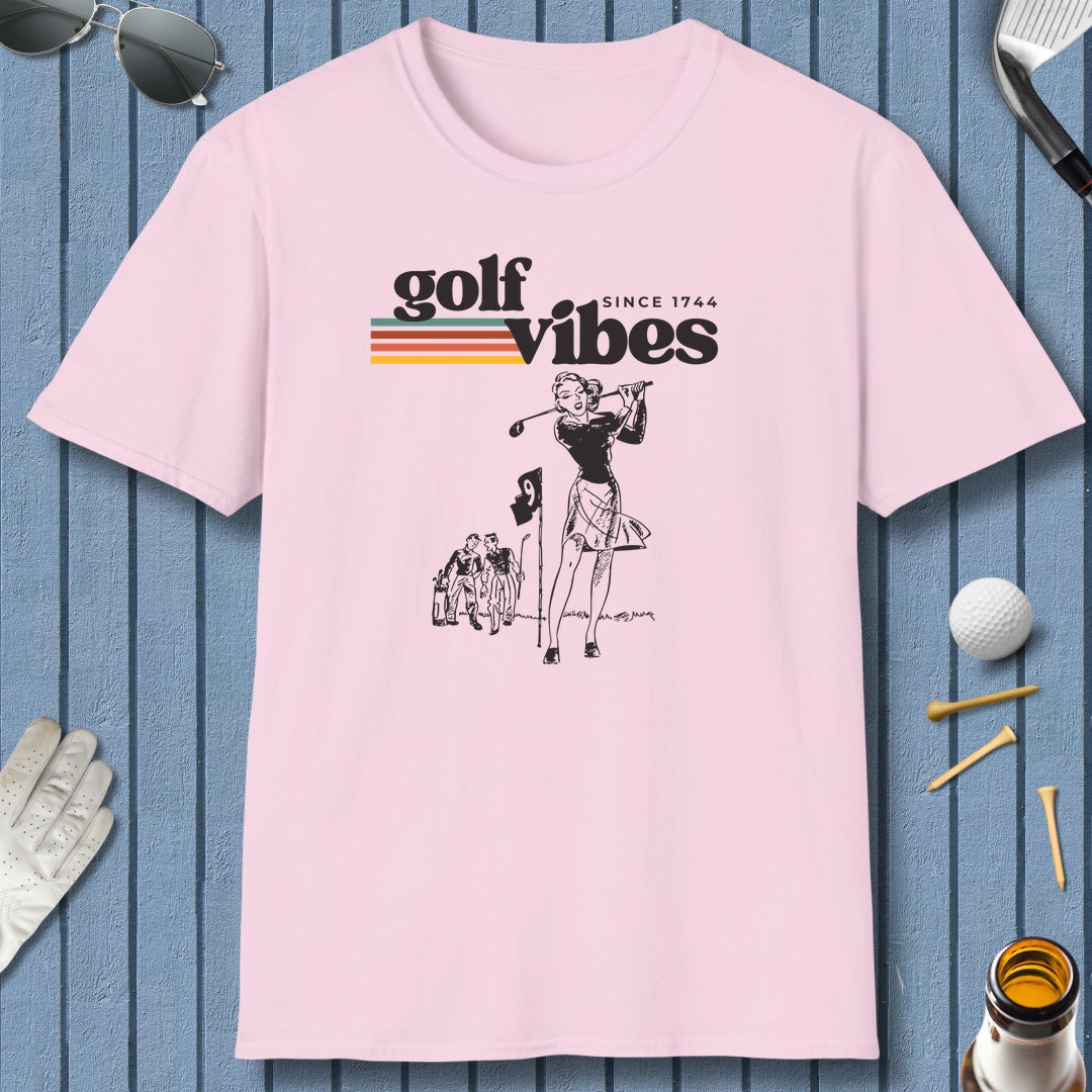 Golf Vibes Retro - Adult Golf T-Shirt in Light Pink