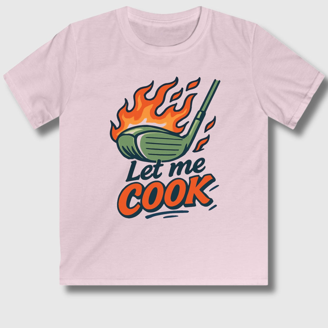 Let Me Cook - Youth Golf T-Shirt in Light Pink