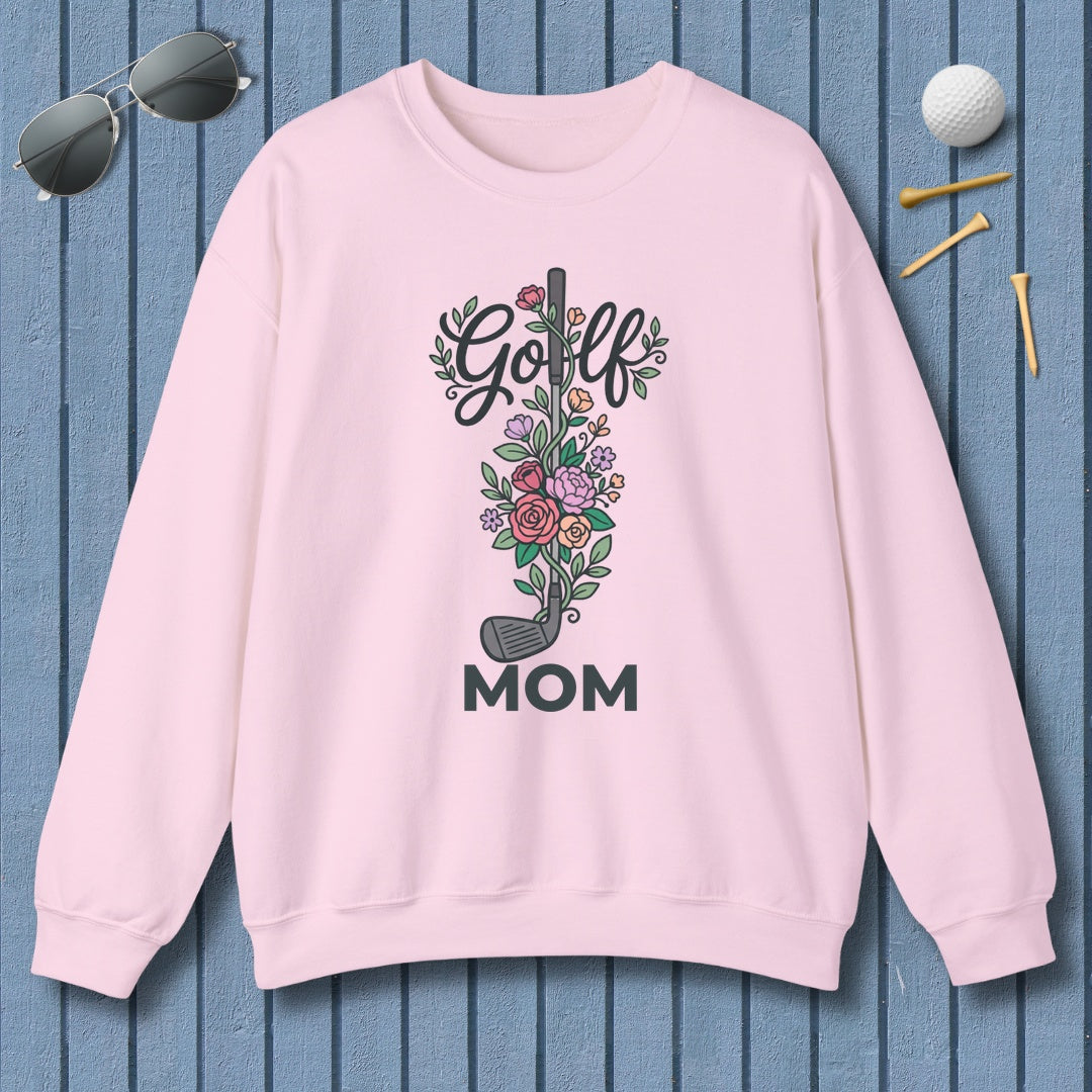 Golf Mom - Floral - Adult Golf Sweatshirt in Light Pink