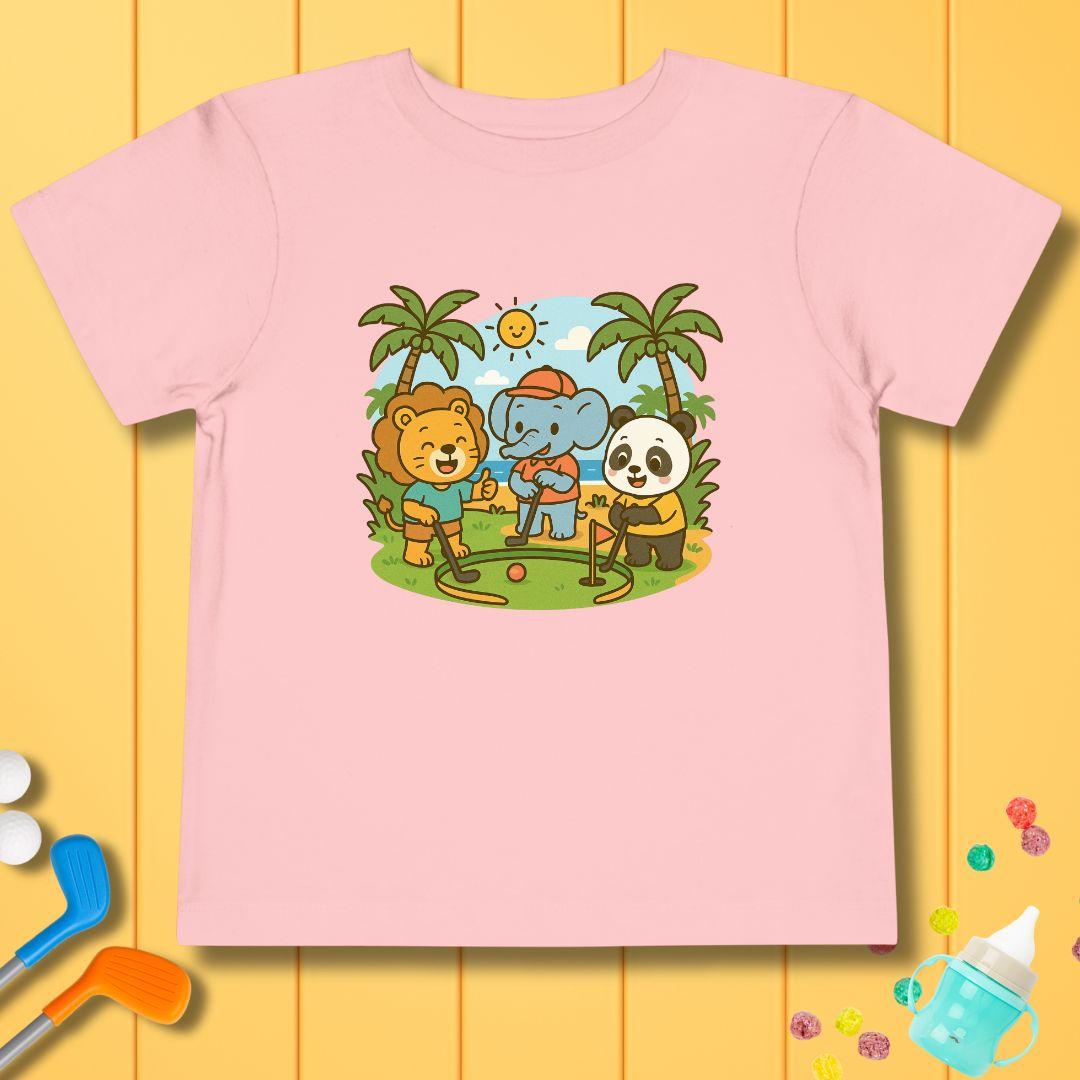 It's a zoo out here - Toddler T-Shirt in Pink, great for casual wear. Find more fun golf focused products at oneforetheages.com