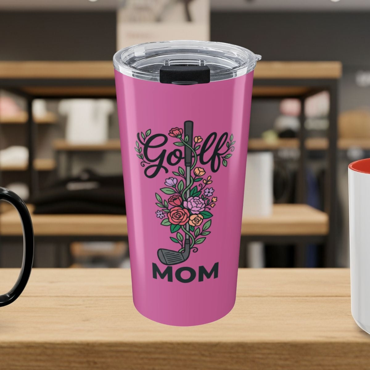 Golf Mom - Floral - 20oz Tumbler in Light Pink