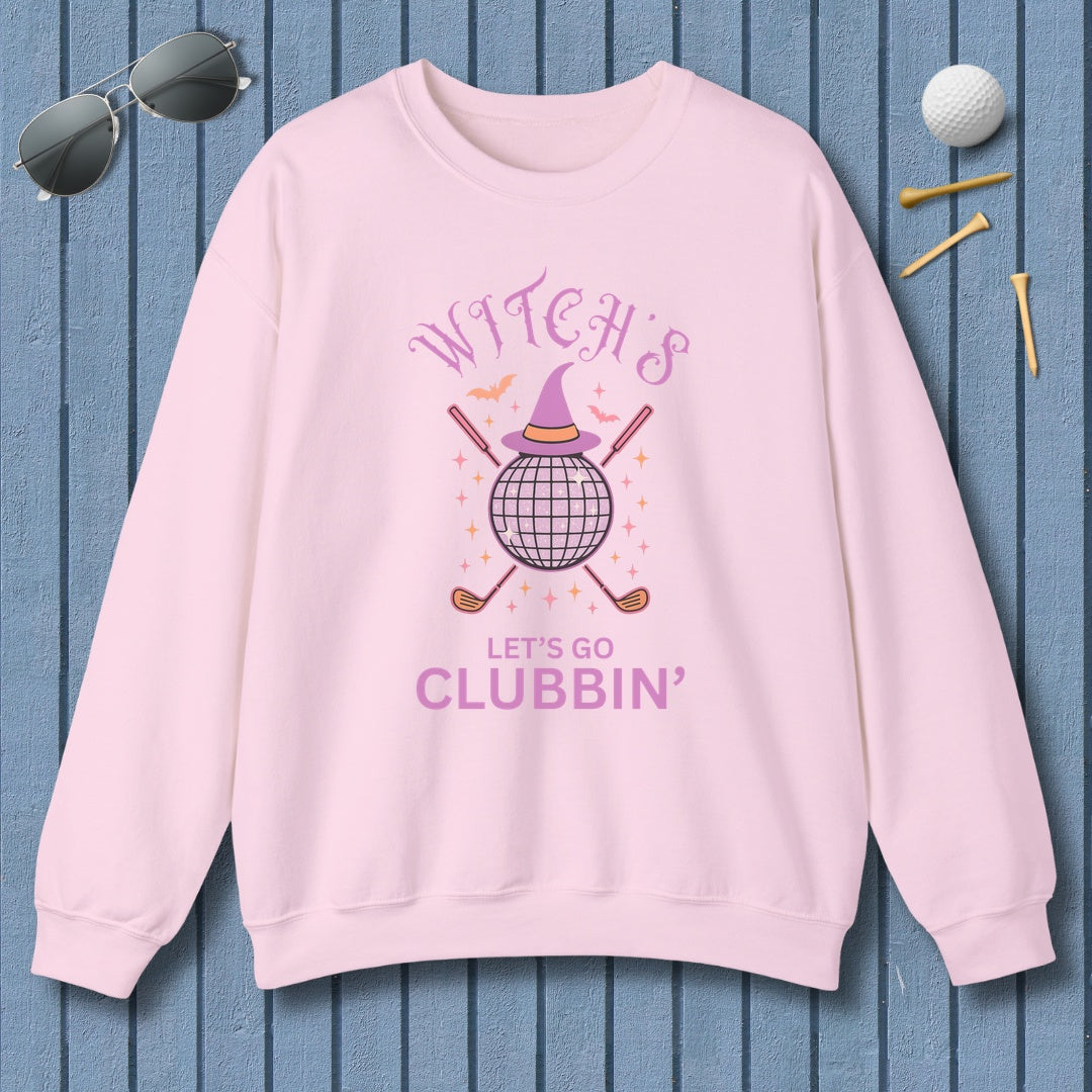 Witches, Let's Go Clubbin'! - Adult Golf Sweatshirt in Light Pink