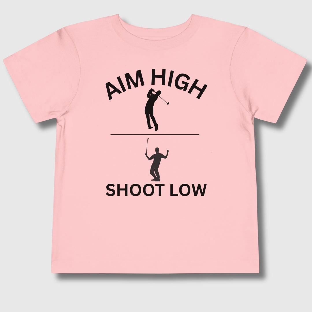Aim High - Shoot Low (Male) - Toddler Golf T-Shirt in Light Pink
