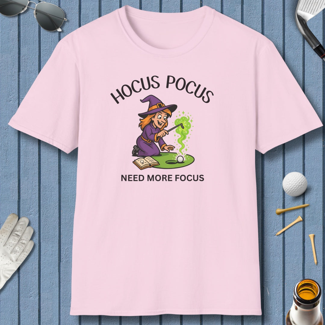 Hocus Pocus, Need More Focus - Adult Golf T-Shirt in Light Pink