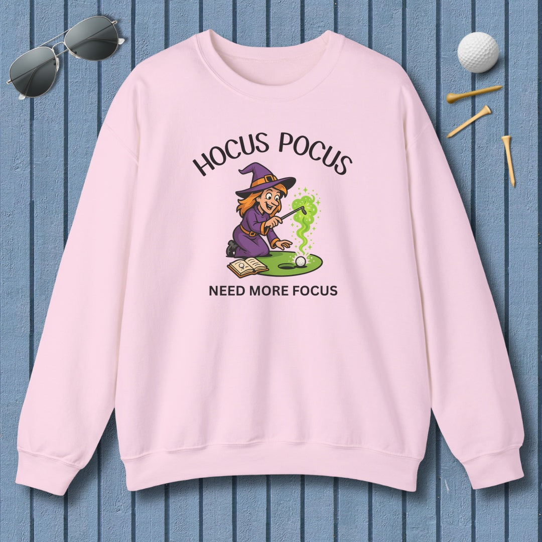 Hocus Pocus, Need More Focus - Adult Golf Sweatshirt in Light Pink