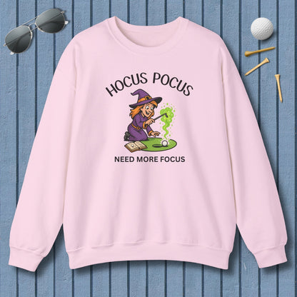 Hocus Pocus, Need More Focus - Adult Golf Sweatshirt in Light Pink