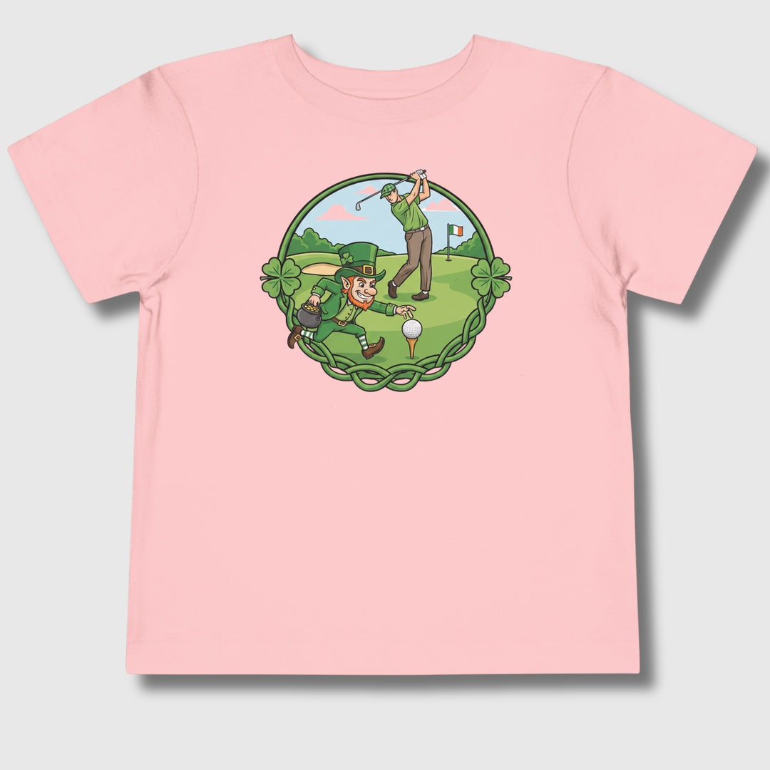 The Leprechaun Stole My Ball! - Toddler Golf T-Shirt in Light Pink