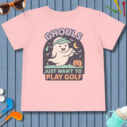 Ghouls Just Wanna Play Golf - Toddler Golf T-Shirt in Pink