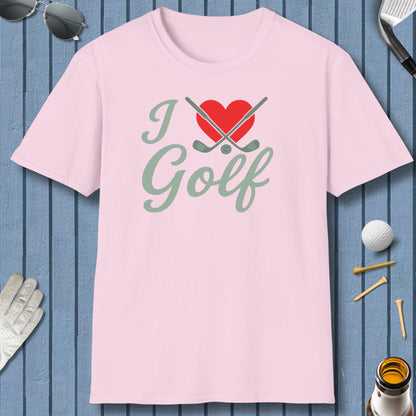 I Love Golf - Adult Golf T-Shirt in Light Pink