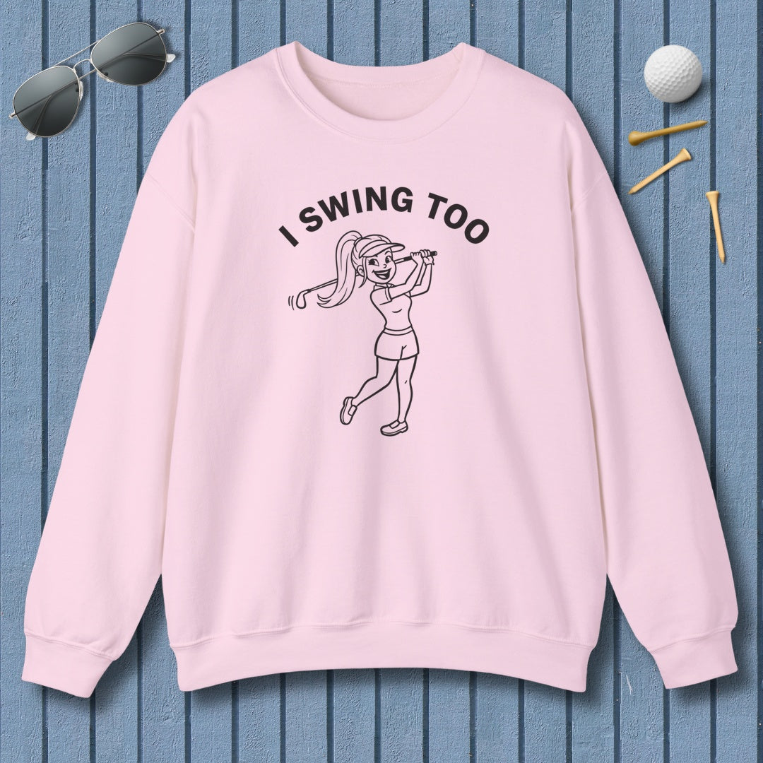 Retro I SWING TOO  - Adult Golf Sweatshirt in Light Pink