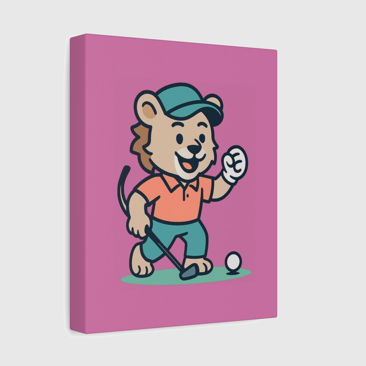 Fist Pumping Lion - Canvas Wall Art - Light Pink - 8×10 - front