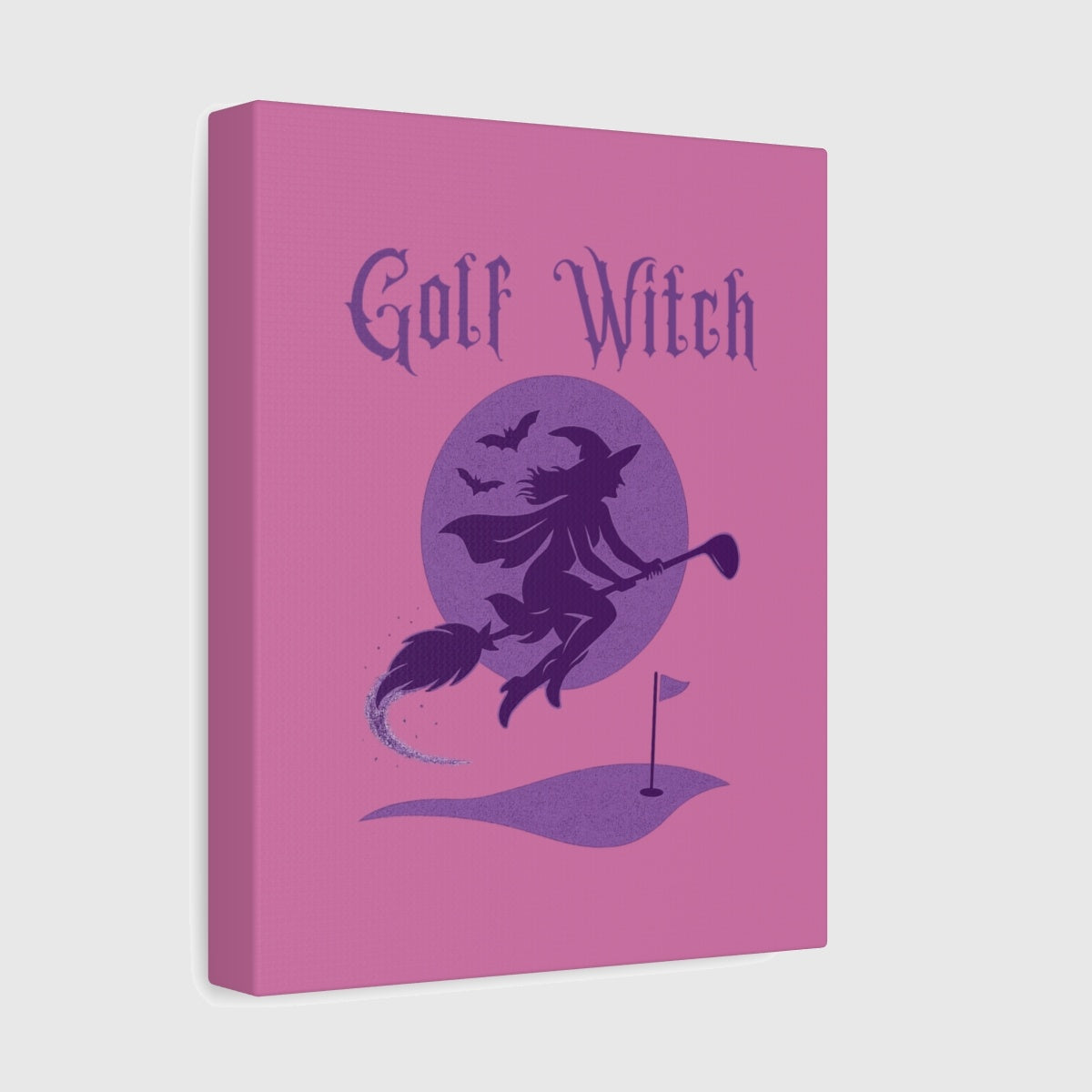 Golf Witch - Canvas Wall Art - Light Pink - 8×10 - front