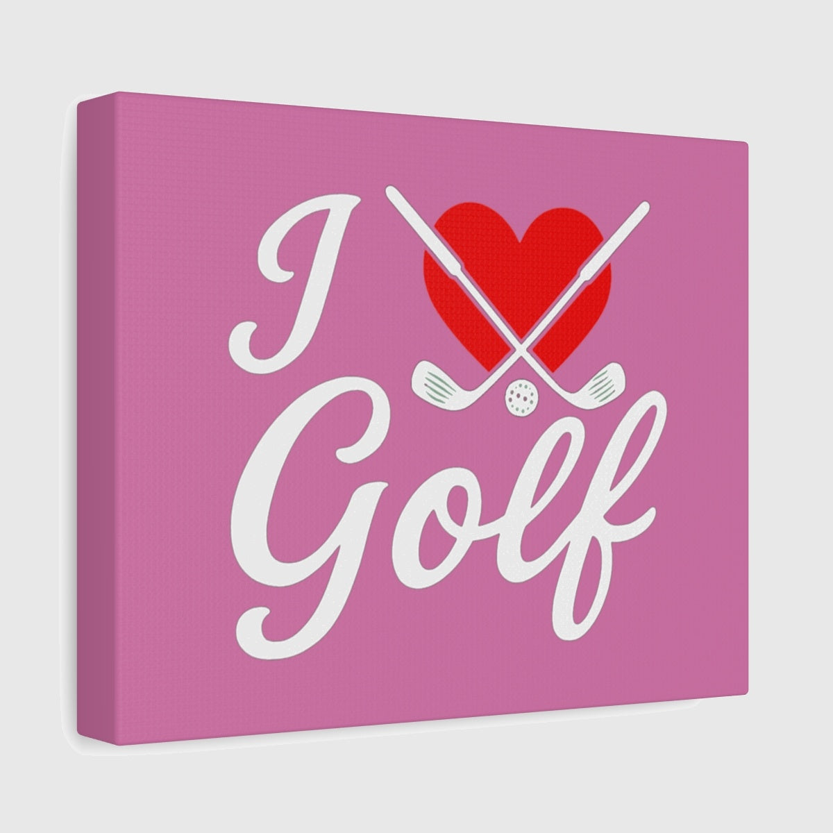 I Love Golf - Canvas Wall Art - Light Pink - 8×10 - front
