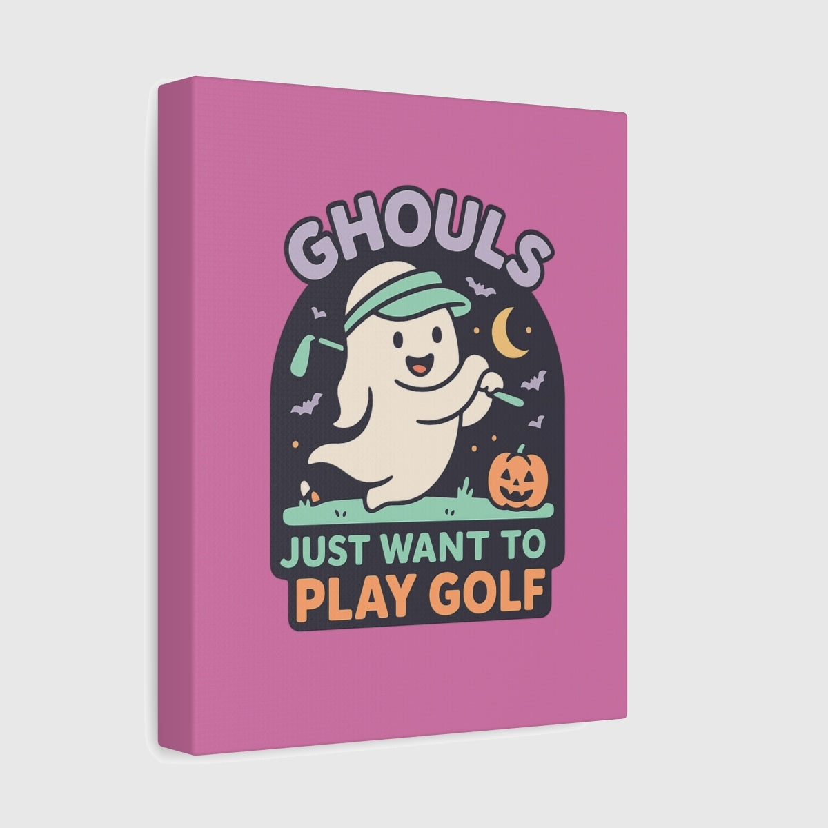 Ghouls Just Wanna Play Golf - Canvas Wall Art - Light Pink - 8×10 - front