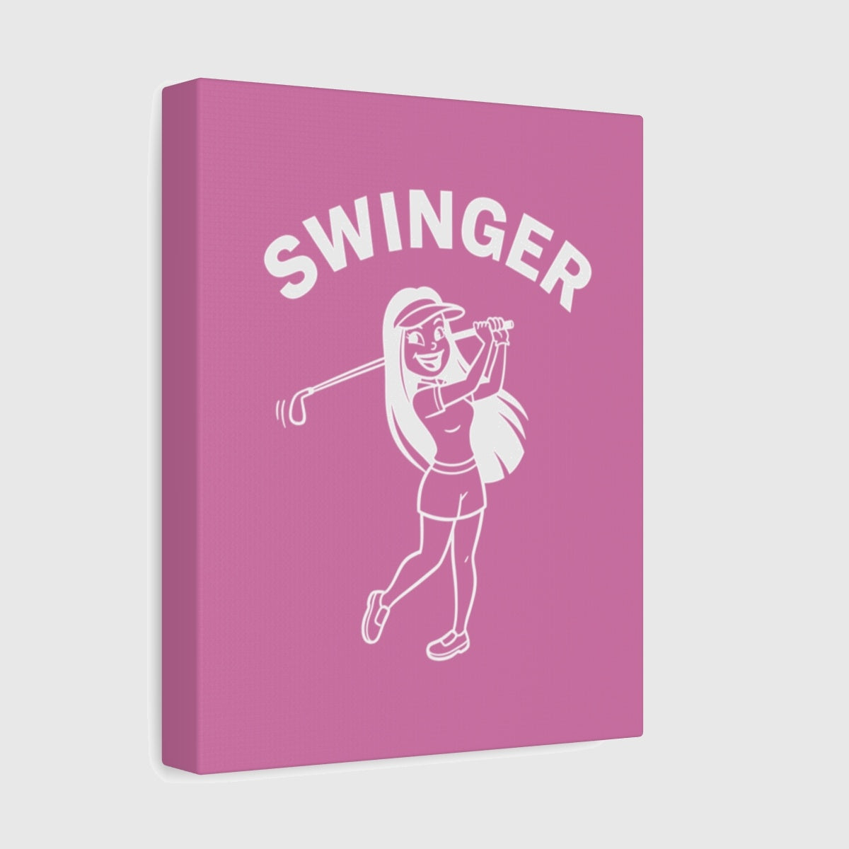 Retro Swinger Women's Golf T-Shirt - Canvas Wall Art - Light Pink - 8×10 - front
