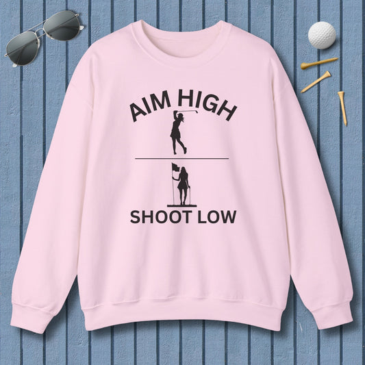 Aim High - Shoot Low (Female) - Adult Golf Sweatshirt in Light Pink