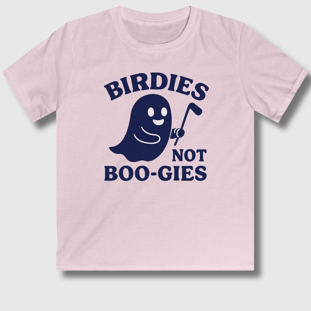 Birdies not BOO-GIES - Youth Golf T-Shirt in Light Pink