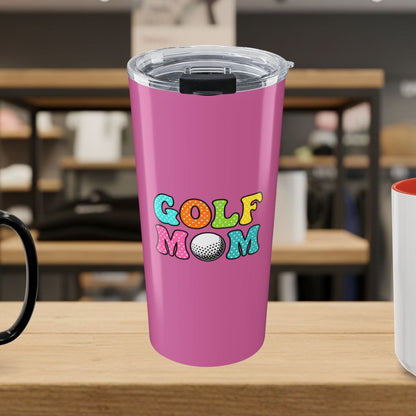 BUBBLY GOLF MOM, Polka Dot Pop - 20oz Tumbler in Light Pink