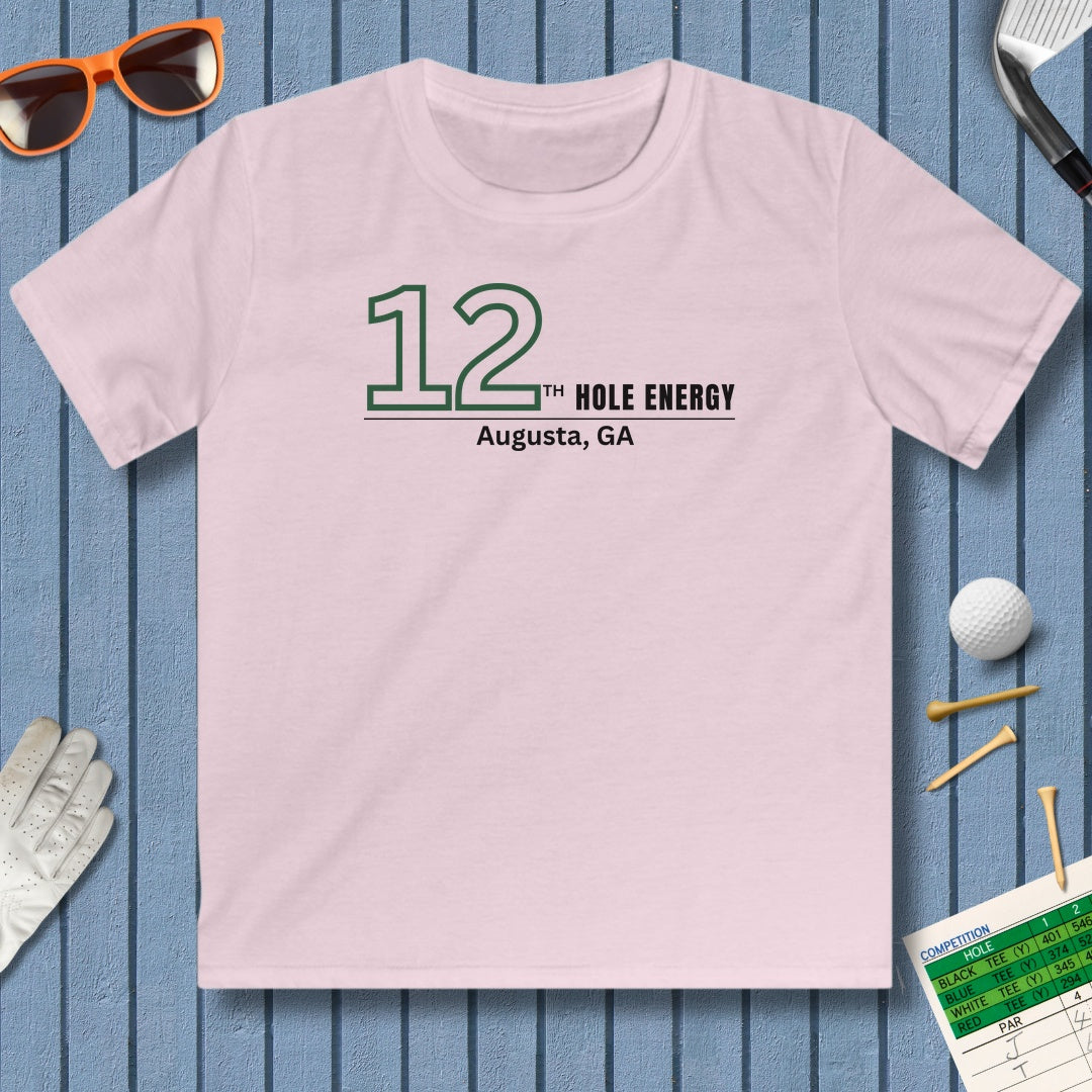 12th Hole Energy - Youth Golf T-Shirt in Light Pink