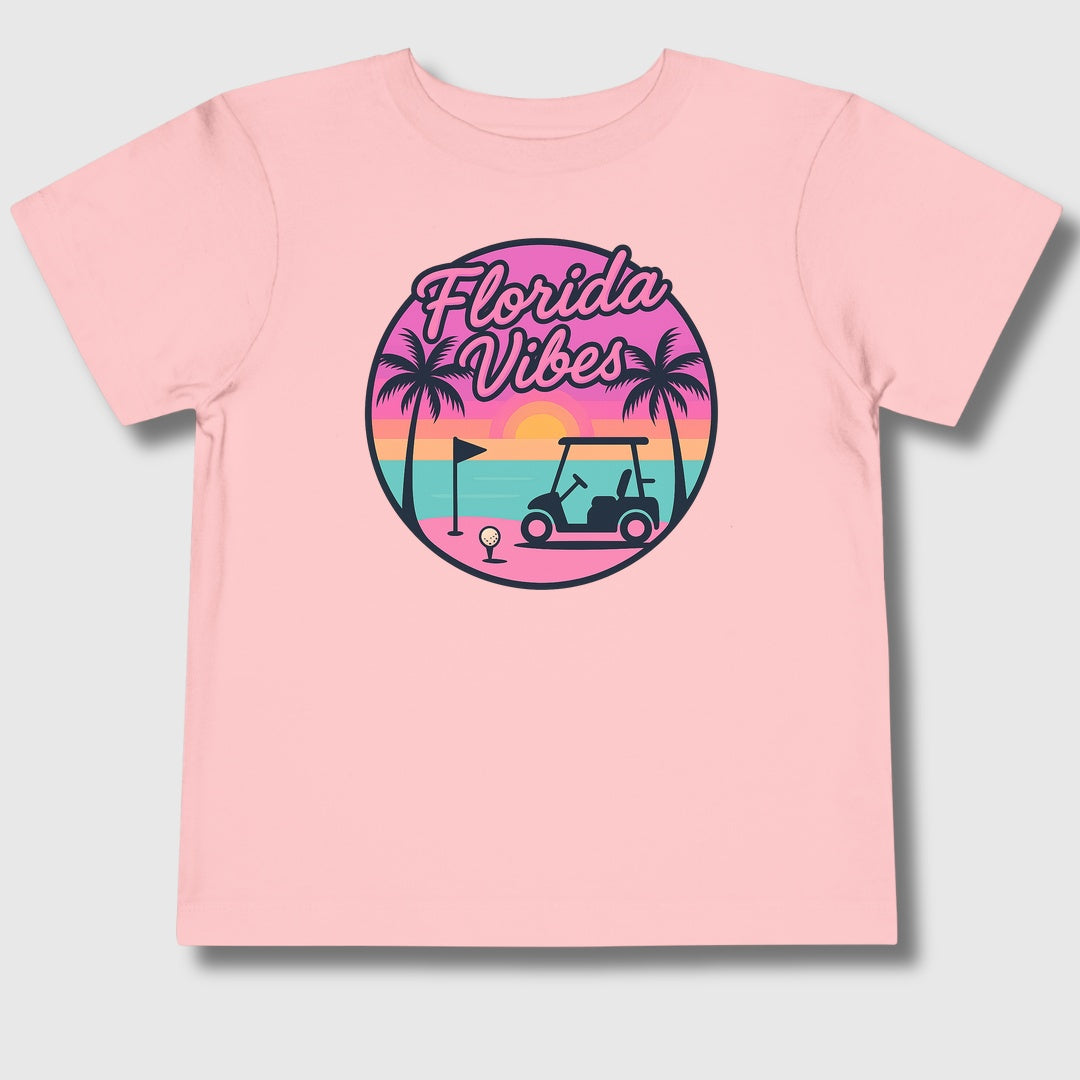 Golf Vibes - Florida Sunshine Edition - Toddler Golf T-Shirt in Light Pink