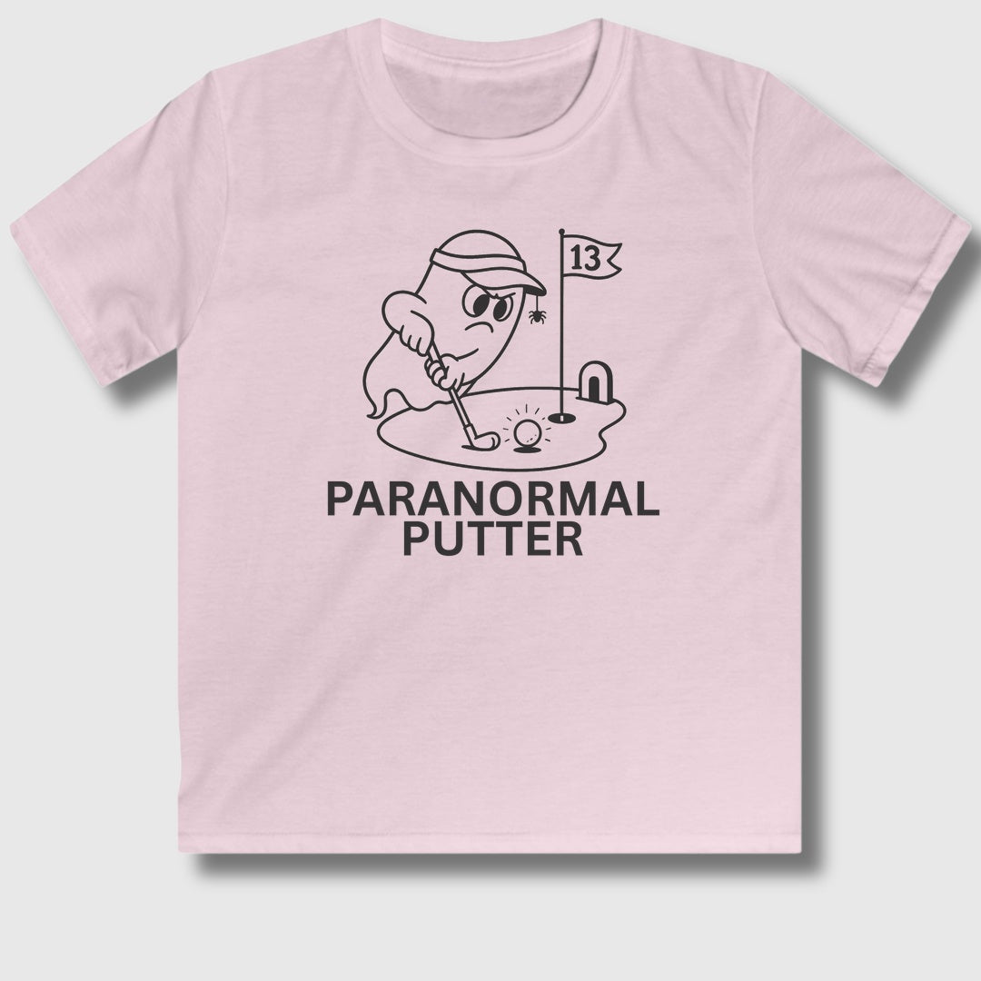 Paranormal Putter - Youth Golf T-Shirt in Light Pink