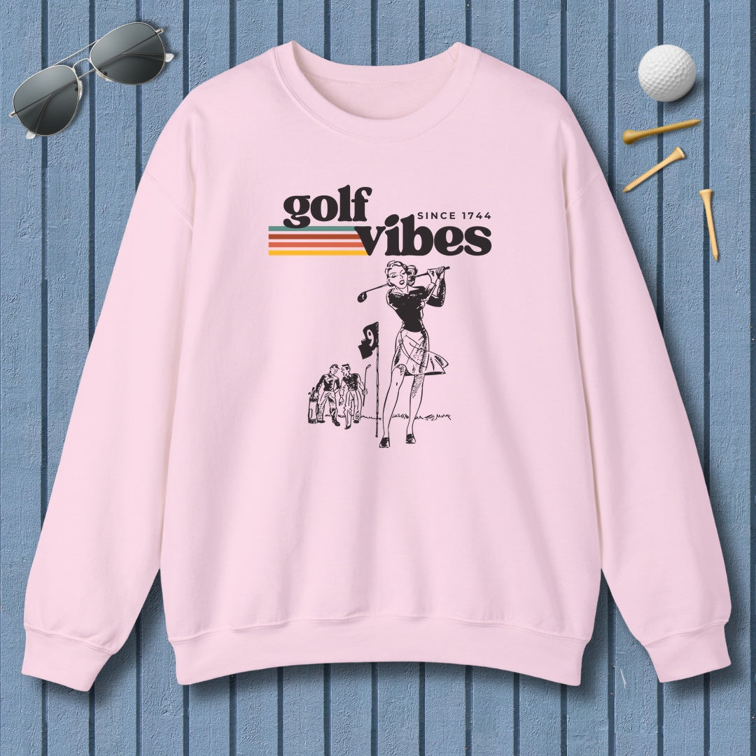 Golf Vibes Retro - Adult Golf Sweatshirt in Light Pink