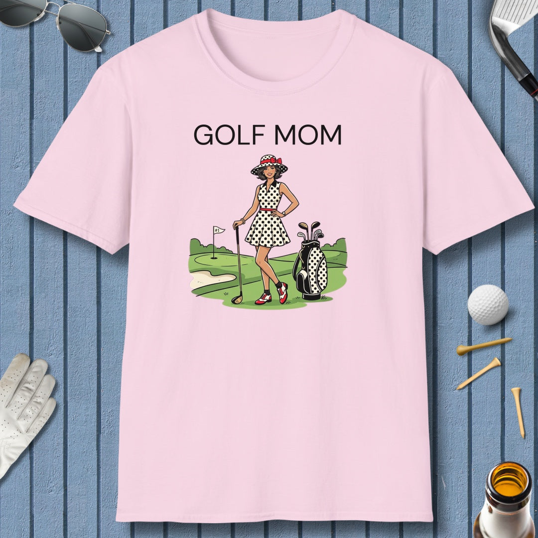 FASHIONABLE GOLF MOM, Polka Dot Dress Tee - Adult Golf T-Shirt in Light Pink