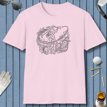 EVERY SWING TELLS A STORY - Women's Golf Vine Art - Adult Golf T-Shirt in Light Pink