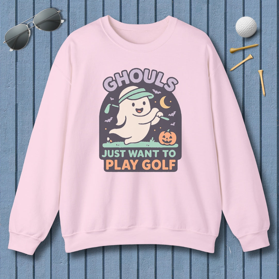 Ghouls Just Wanna Play Golf - Adult Golf Sweatshirt in Light Pink
