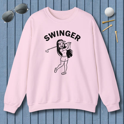 Retro Swinger Women's - Adult Golf Sweatshirt in Light Pink