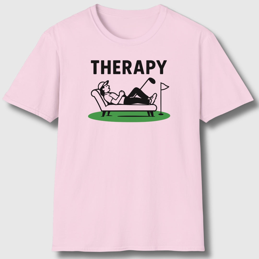 Golf Therapy - Adult Golf T-Shirt in Light Pink