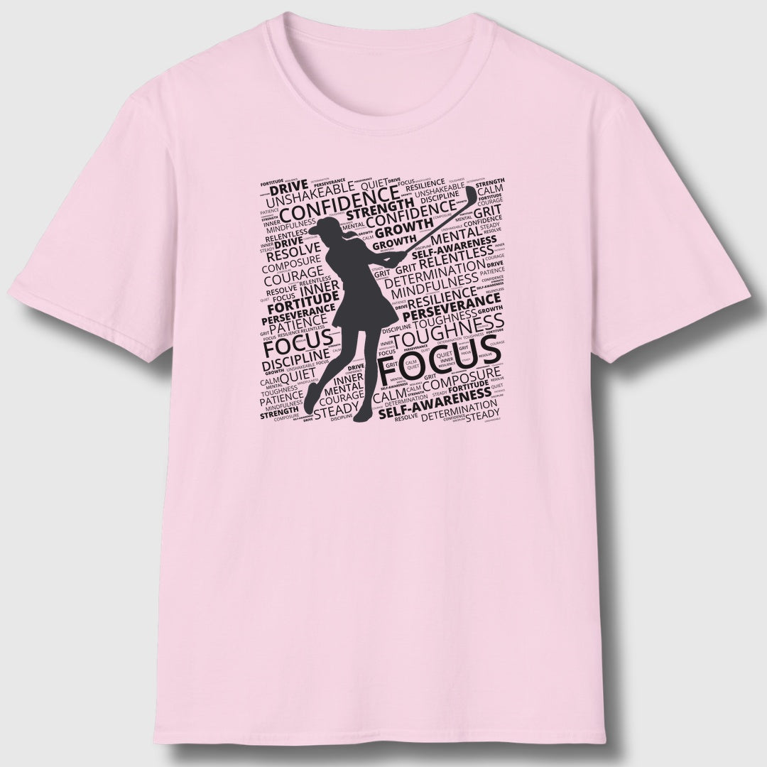 Unleash Your Mental Game (Female) - Adult Golf T-Shirt in Light Pink