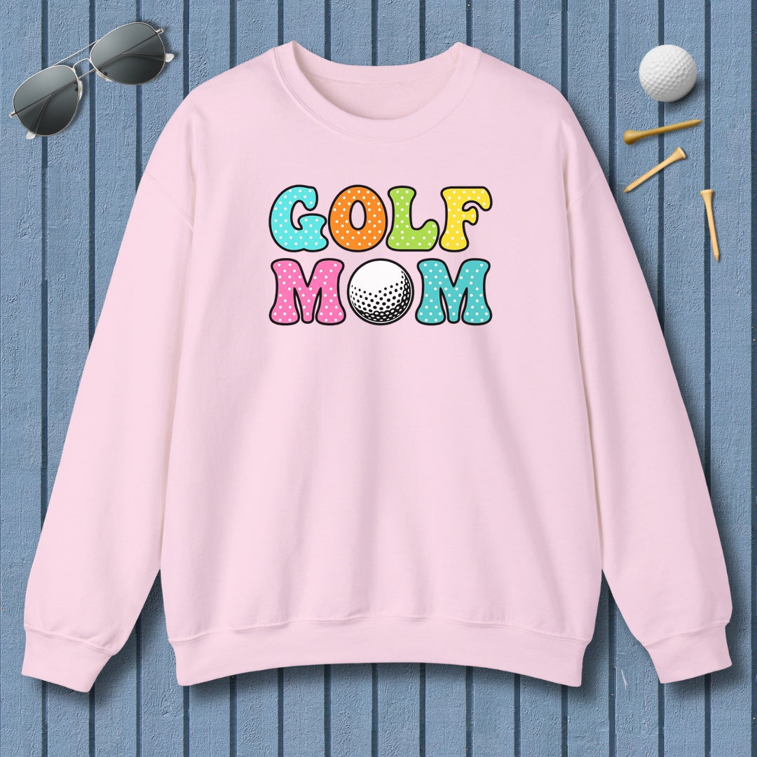 BUBBLY GOLF MOM, Polka Dot Pop - Adult Golf Sweatshirt in Light Pink