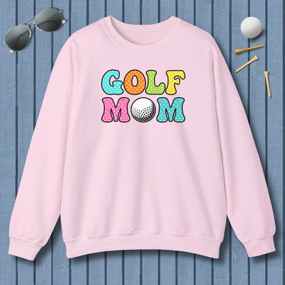 BUBBLY GOLF MOM, Polka Dot Pop - Adult Golf Sweatshirt in Light Pink