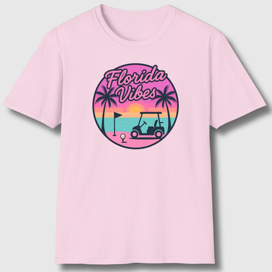 Golf Vibes - Florida Sunshine Edition - Adult Golf T-Shirt in Light Pink
