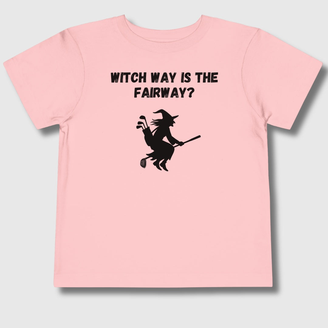 Witch Way is the Fairway - Toddler Golf T-Shirt in Light Pink