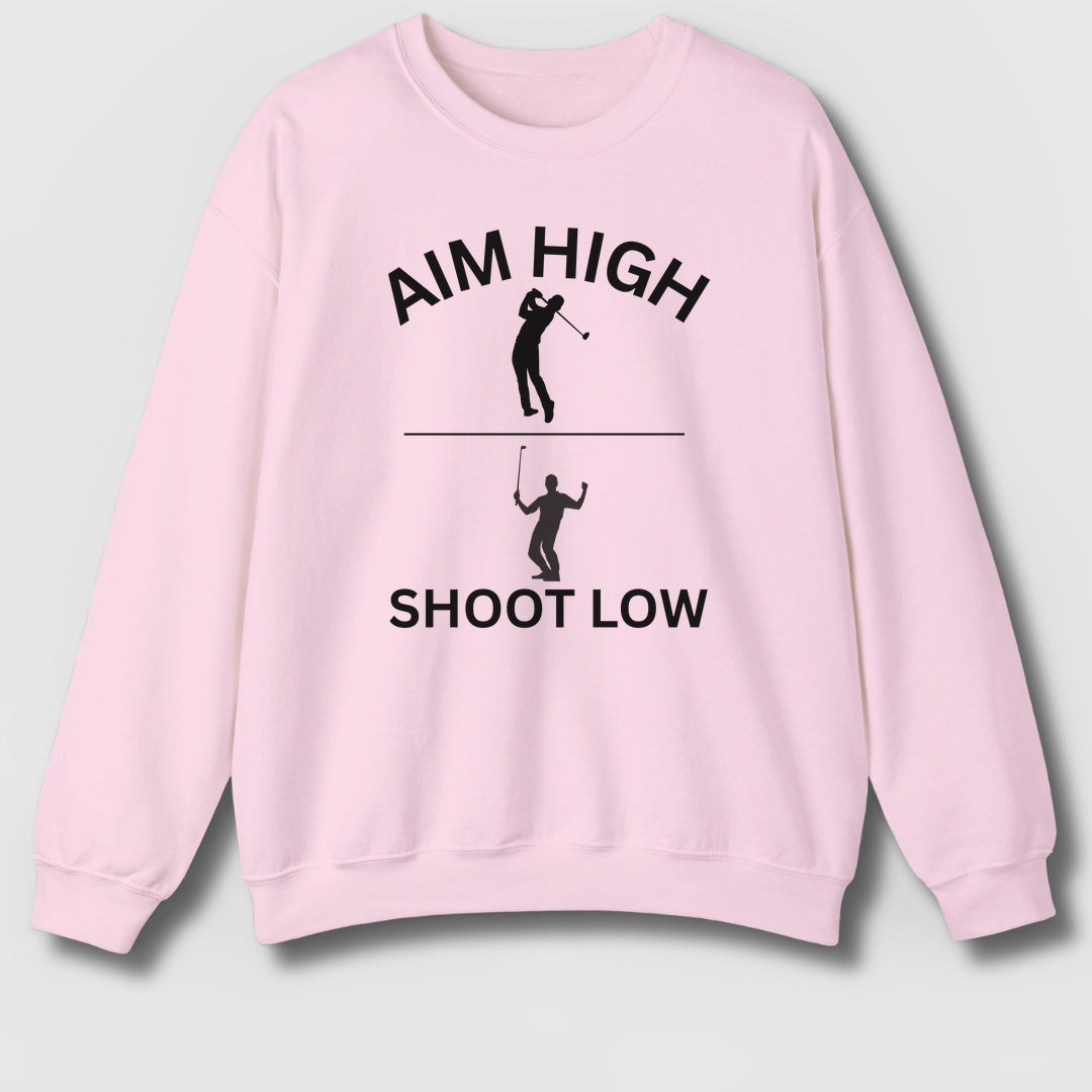 Aim High - Shoot Low (Male) - Adult Golf Sweatshirt in Light Pink