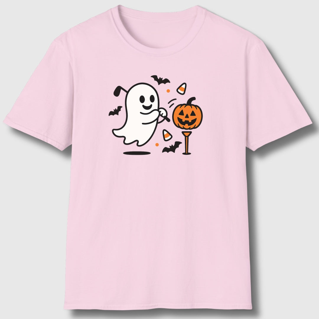 Ghost Tee Off - Adult Golf T-Shirt in Light Pink